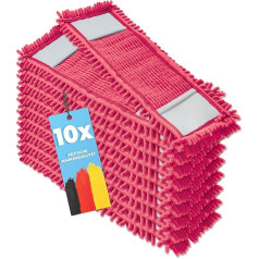 10 x grindų šluostės keičiamieji dangteliai - raudonas šluostės dangtelis iš šenilo - mikropluošto šluostė jautrioms grindims - mikropluošto šluostė grindų priežiūrai, skirta visiems šluosčių laikikliams 40 cm - šluostės dangtelis