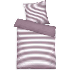 TOM TAILOR Renforcé patalynė 80 x 80 cm + 135 x 200 cm, 100 % medvilnė / renforcé su dvipusiu motyvu ir spalvotu firminiu užtrauktuku, vidutinės juostos, violetinė, balta (jaukiai violetinė ir gaivi balta)