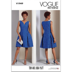Vogue Patterns Tom and Linda Platt V1949B5 Ladies Lined Dress Sewing Pattern Pack, dizaino kodas V1949, popierius, įvairiaspalvis, dydžiai 8-10-12-14-16