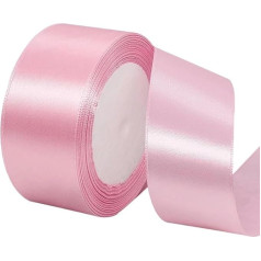 Dovanų juosta rožinė 40 mm pločio, 23 metrai Satino juostelės Rožinė audinio juosta Amatai, vainikai, vestuvių dekoracijos, Kalėdos, plaukų lankai, puokštės, gimtadienio ir dovanų pakavimas
