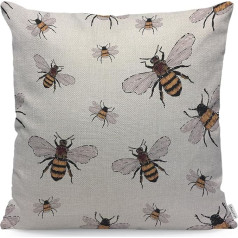 WONDERTIFY Honey Bee Cushion Cover Large Small Funny Bee Insects Decorative Throw Pillow Case for Couch Bed Sofa Cushion 18 x 18 Inch