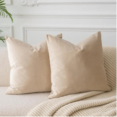 JUSPURBET Chaki spalvos aksomo pagalvėlių užvalkalai 60 cm x 60 cm, 2 vnt., skirti svetainei, sofai, sofai, miegamajam, dekoratyviniai kvadratiniai kieti minkšti pagalvėlių užvalkalai su nematomu užtrauktuku