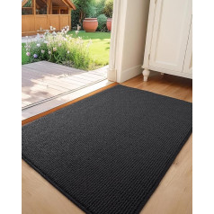 COLOR&GEOMETRY Door Mat Indoor 50 x 90 cm, Dirt Trapper Mat Indoor Floor Mats Front Door Washable Quick Drying Doormat Thin Door Mat Door Mat Entrance Rug Non-Slip Black