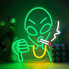 YUEYYNS LED Alien Neon Light Green LED Neon Sign LED šviesos reklamos dekoratyviniai USB Alien šviesos ženklai miegamajam, namams, barui, vaikų kambariui, žmogaus urvui, žaidimų kambariui