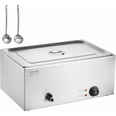 VEVOR Komercinis maisto šildytuvas 1 x 18 l maisto talpykla Elektrinė šildymo plokštė 1200 W nerūdijančio plieno stalviršis 