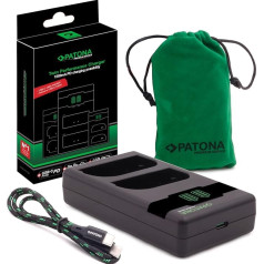 Patona LP-E6NH LP-E6N LP-E6 - PD našumo akumuliatoriaus įkroviklis (1500 mA) USB mini su dvigubu LCD ekranu - suderinamas su USB-C PD/QC (161924)