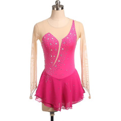 YDHTIZ čiuožimo kostiumas moterims mergaitėms paprastas dosnus figūra čiuožimo suknelė ilgomis rankovėmis Rhinestone Leotard balerina apranga pilnas Diamond figūra čiuožimo kostiumas