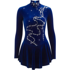 Nnnydjy Velvet Ledo čiuožykla praktika kostiumas moterims ilgomis rankovėmis dailusis čiuožimas mokymo suknelės ritminės gimnastikos Leotards mergaitėms su aukšta apykakle didelio elastingumo