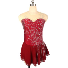 YDHTIZ Moterų žiemos profesinės dailiojo čiuožimo konkursinės suknelės Raudona pilna Diamond Sleeveless Gimnastika Activewear Konkurencija Mokymas Sportinis Moteris
