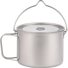 MagiDeal 32oz Titanium Pot Titano puodelis Titano puodelis Nešiojamasis stovyklavimo vandens ryžių maisto dubuo Lauko kavos puodelis Kabantis puodas namų biurui Stovyklavietė