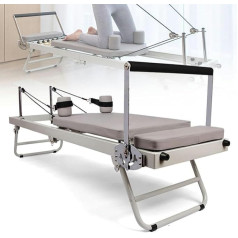 LYDBMYT Pilates Reformer mašina, sulankstoma Pilates mašina ir įranga, Pilates treniruoklis su 5 metalinėmis pasipriešinimo spyruoklėmis treniruoklių salei ir namams