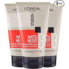 L'Oréal Paris Studio Line Matt & Messy Fibre Paste Matt Effect Wild Look Hold 8 Very Strong 3 buteliukai po 150 ml