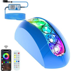 FCXJTU 18 W LED baseino apšvietimas, 12 V išmaniosios spalvą keičiančios povandeninės lempos su programėlės valdymu, reguliuojamas apšvietimas, laikmatis, IP68 nuotolinio valdymo baseino apšvietimas, baseino apšvietimas su 10 m kabeliu