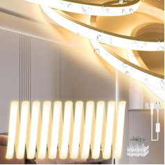 SUCIKORIO Neoninė LED juosta 10 m, silikoninė vandeniui atspari ugniai atspari IP65 LED juosta Šiltai balta 3000 K 10 mm LED pasakų žibintai Lauko 230 V lanksti 