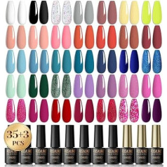 ROSALIND UV nagų lako rinkinys, 35 + 3 vnt. gelinio nagų lako Shellac nagų lakas Baltas juodas pastelinių blizgučių spalvos gelinių nagų rinkinys nagų studijos dizaino pradiniam manikiūrui Dovanų rinkinys