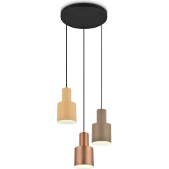 Trio Leuchten Agudo 319430317 Pakabinamas šviestuvas Metalinis matinis juodas metalinis gaubtas Kavos / smėlio / taupės spalvos Be 3x E27