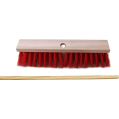 Gatvės šluota Kiemo šluota Elastinga raudona su skyle rankenai, įskaitant rankeną (1 vnt., 40 cm)