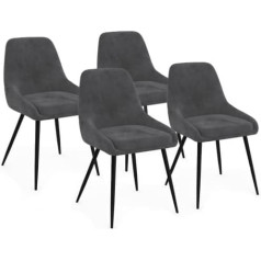 ‎Idmarket IDMarket - 4 kėdės Thalya velvet tamsiai pilkos spalvos su porankiais