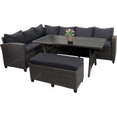 Mendler HWC-E96 Poly Rattan Garden Lounge Set Spun Poly Semi-Circular Rattan Anthracite Cushion Anthracite