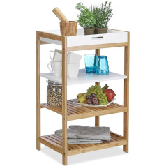 Relaxdays Virtuvės lentyna su nuimamu padėklu, bambukas, vonios kambario daiktadėžė, laisvai pastatoma, VxŠxGxD: 70 x 43 x 33 cm, natūrali ruda, balta