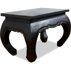 Livasia Medžio masyvo opijaus staliukas - 60 x 40 x 40 cm - rankomis drožinėtas medinis staliukas iš Tailando, unikalus ir tvarus, idealiai tinka svetainei ir skaitymo kampeliams (juodas)