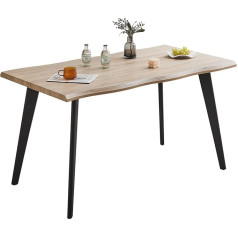 Clipop Virtuvės stalas, valgomojo stalas, 140 x 80 cm, tinka 4 žmonėms, natūralių tonų MDF matinis paviršius, plieninės kojos, stačiakampio formos stalviršis