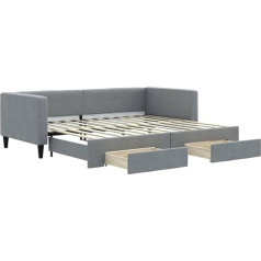 Vidaxl Dienos lova, Išskleidžiama sofa-lova su stalčiais, svečių lova, miegamojo sofa-lova, svetainė, išskleidžiama sofa-lova, šviesiai pilka, 90 x 200 cm audinys