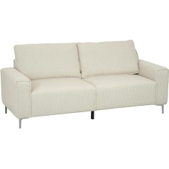 Homcom 3 vietų sofa, sofa su porankiais, atlošo pagalvėle, svetainės sofa su virvele, spyruokliniu šerdimi, stora minkšta sofa svetainei, miegamajam, 193 x 77 x 80 cm, kreminės baltos spalvos