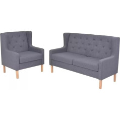 Homgoday 2 dalių sofos komplektas Audinys Pilka sofa Kanapa Dvigulė sofa Minkšta sofa Šiuolaikinė poilsio sofa Svetainės sofa Svetainės sofa Gyvenamasis kambarys Priėmimo kabinetas
