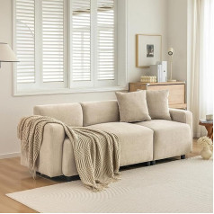 Mqlae Sofa, sofa 67 x 211 cm, sofa 3-vietė, kampinė sofa su miego funkcija, svetainės sofa, sofa su dekoratyvine pagalvėle, minkšti baldai