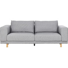 3-vietė sofa medžiaginis užvalkalas pilkos spalvos su medinėmis kojomis 220 cm ilgio, modernus 