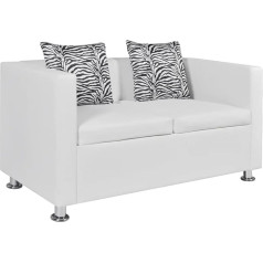 Lapooh 2 sėdimų vietų sofa Dviaukštė sofa gyvenamajam kambariui Svetainės sofa butams Didelės sofos Dirbtinė oda Balta