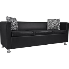 Zeyuan 3 vietų sofa, Svetainės sofa, Svetainės baldai, Svetainės baldai, Jaunimo sofa, Svetainės baldai, Sofos ir sofos, Jaunimo, Dirbtinė oda, Juoda