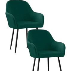XGANGM Stretch Chair Covers Set of 2/4/6 Velvet Chair Covers with Armrests Office Chair Cover Backrest Chair Protective Cover Armchair Dining Room Chair Covers Armrest Chair Covers, Dark Green, 2
