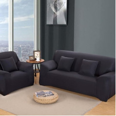 Sofos dangtelis 1 2 3 4 sėdimųjų vietų Slipcover Fotelis Lengvai ištempti elastingas audinys Sofa Couch Cover Protector Gryna spalva dydis 4 sėdimos vietos: 235-300cm (juoda)