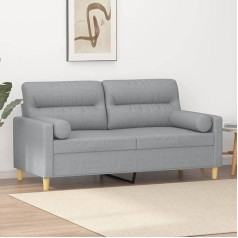Brokky 2 vietų sofa su dekoratyvinėmis pagalvėlėmis šviesiai pilka 140 cm audinys Svetainės sofos Sofa Maža 2 vietų sofa