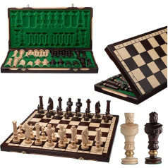 ROYAL LUX 65cm / 26in Žalvariu dekoruotas prabangus medinis šachmatų žaidimas, rankų darbo klasikinis žaidimas