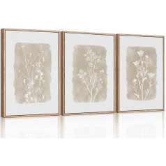 TOARTi Botanikos ūkis Sienų meno rinkinys Įrėminti Boho augalų sienos dekoras Neutralus minimalistinis gėlių sienų tapyba Kaimiškas laukinių gėlių drobės meno atspaudai gyvenamasis kambarys miegamasis
