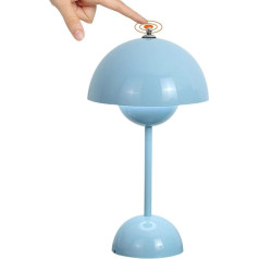 LED vazoninė stalinė lempa belaidė su akumuliatoriumi, naktinis šviestuvas Touch Dimmable Flowerpot Lamp su 3 ryškumo režimais, dekoratyvinis retro stalinis šviestuvas miegamajam, barams, restoranams (šviesiai mėlyna)