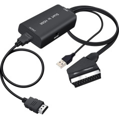 AMANKA Scart ir HDMI keitiklis HD 1080P SCART ir HDMI adapteris su Scart kabeliu ir HDMI kabeliu Garso vaizdo keitiklis HDTV VHS priedėliui PS3 Sky DVD Blu-ray ir kt.