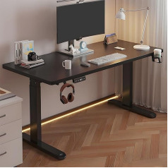 GOKEUEKDY Stehpult mit Einstellbarer Höhe, Sitz-/Stehpult, 3 Höheneinstellungen mit Speicher, Computer-Gaming-Workstation, Büroschreibtisch mit Kollisionsschutz (schwarz, 120 x 70 cm)