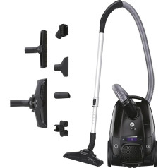 Hoover HP1 leistungsstarker Bodenstaubsauger ohne Beutel für Hartböden & Teppiche, EPA-Staubfilter, großer 2L-Behälter, integriertes Zubehör, 7,5 m Arbeitsradius