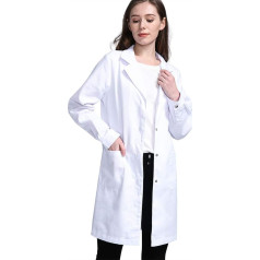Icertag Laboratorinis apsiaustas, gydytojo apsiaustas, gydytojo apsiaustas moterims, baltas apsiaustas moterims, tinka studentams, mokslo laboratorijai, slaugytojai, Cosplay, medvilninis apsiaustas