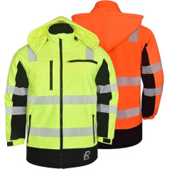 RODOPI Canada Softshell Hi-Vis striukė, neperšlampama ir kvėpuojanti, vyrams ir moterims, dydis S-XXXL - EN ISO 20471:2013, šviesą atspindinčios 3M Scotchlite juostelės, neoninės geltonos ir oranžinės spalvos darbinė striukė