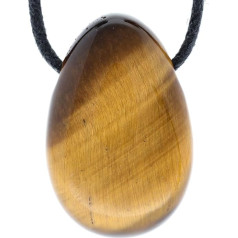Lebensquelle Plus Tigro akis lašas pakabukas, išgręžtas Tumbled Stone lašas pakabukas su medvilnės juosta, aukštos kokybės brangakmenis pakabukas, oda, Tigro akis