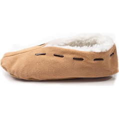 HomeOfSocks 100% Moccasin Suede Slippers for Men & Women, UK Size Child 8 - Adult 15.5, Natural Beige, Recommendation: Rekomenduojama užsisakyti 2 dydžiais didesnius batus.
