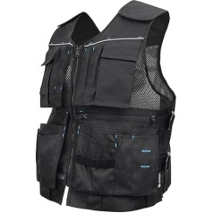 Högert Technik - Helwig Tool Vest Black Plain | Audinys 100% Oxford 600D Polyester | Darbo liemenės | Darbo liemenės vyrams su daugybe kišenių, Montavimo liemenės, Vyrams