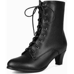 COOLCEPT Moterų derliaus Viktorijos laikų batai Lace-Up kulkšnių batai migdolinis Toe