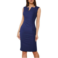 HOMEYEE Moterų elegantiškas be rankovių Retro kokteilių Bodycon Sheath suknelė su V-Neck verslo kelio ilgio pieštuko suknelė B722