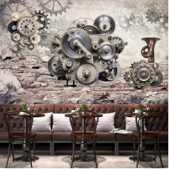 Derliaus Nostalgie Mechanische Zahnräder Ziegelmauer 3D Tapeten Tapete Tapete Home Esszimmer Fototapete Effekt Wohnzimmer Schlafzimmer Kinderzimmer-250cm×170cm